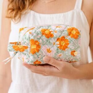 The Darling Effect Quilted Makeup Pouch NWT | Gold Zip Cosmetic Travel Bag